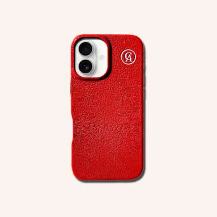 เคสหนังแท้ iPhone 16 (ไอโฟน) สีแดงเชอรี่ - Genuine Leather Case iPhone 16 Cherry Color