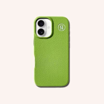 เคสหนังแท้ iPhone 16 (ไอโฟน) สีเขียวไลม์ - Genuine Leather Case iPhone 16 Lime Color