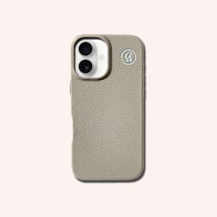 เคสหนังแท้ iPhone 16 (ไอโฟน) สีเทาพิวเทอร์ - Genuine Leather Case iPhone 16 Pewter Color