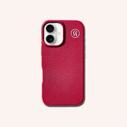 เคสหนังแท้ iPhone 16 (ไอโฟน) สีแดงรูบี้ - Genuine Leather Case iPhone 16 Ruby Color