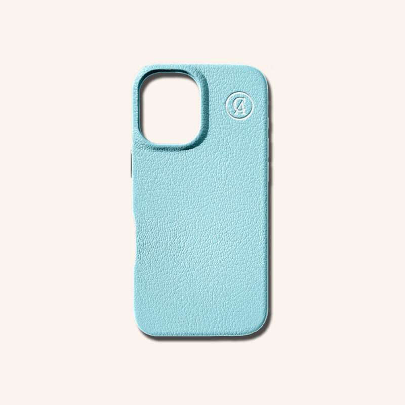 เคสหนังแท้ iPhone 16 (ไอโฟน) สีฟ้าสกาย - Genuine Leather Case iPhone 16 Sky Color