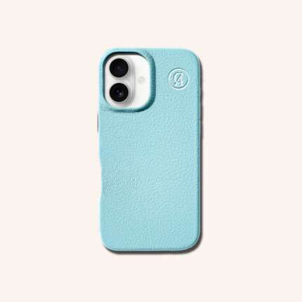 เคสหนังแท้ iPhone 16 (ไอโฟน) สีฟ้าสกาย - Genuine Leather Case iPhone 16 Sky Color
