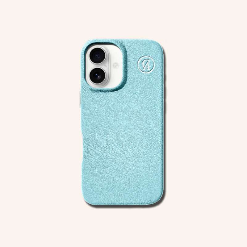 เคสหนังแท้ iPhone 16 (ไอโฟน) สีฟ้าสกาย - Genuine Leather Case iPhone 16 Sky Color