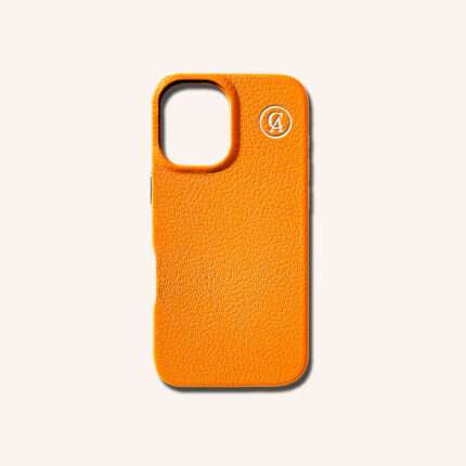 เคสหนังแท้ iPhone 16 (ไอโฟน) สีส้มแทนเจอริน - Genuine Leather Case iPhone 16 Tangerine Color