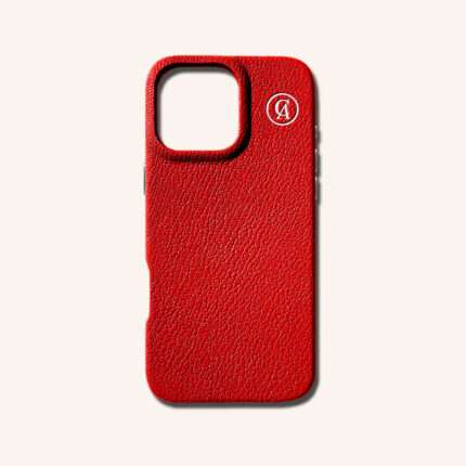 เคสหนังแท้ iPhone 16 (ไอโฟน) สีแดงเชอรี่ - Genuine Leather Case iPhone 16 Cherry Color - iPhone 16 Pro Max