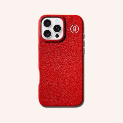 เคสหนังแท้ iPhone 16 (ไอโฟน) สีแดงเชอรี่ - Genuine Leather Case iPhone 16 Cherry Color - iPhone 16 Pro Max
