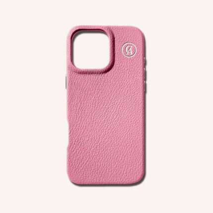 เคสหนังแท้ iPhone 16 (ไอโฟน) สีฟรามิงโก้- Genuine Leather Case iPhone 16 Flamingo Color - iPhone 16 Pro Max