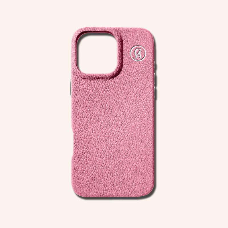 เคสหนังแท้ iPhone 16 (ไอโฟน) สีฟรามิงโก้- Genuine Leather Case iPhone 16 Flamingo Color - iPhone 16 Pro Max