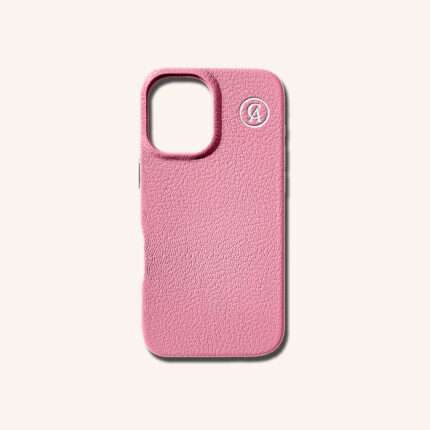 เคสหนังแท้ iPhone 16 (ไอโฟน) สีฟรามิงโก้- Genuine Leather Case iPhone 16 Flamingo Color