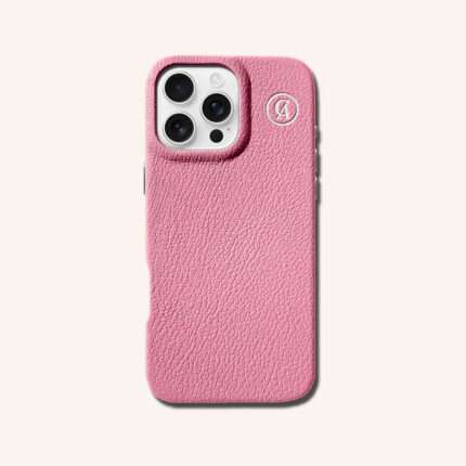 เคสหนังแท้ iPhone 16 (ไอโฟน) สีฟรามิงโก้- Genuine Leather Case iPhone 16 Flamingo Color - iPhone 16 Pro Max