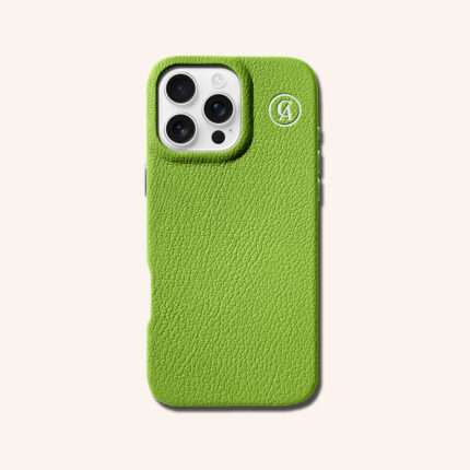 เคสหนังแท้ iPhone 16 (ไอโฟน) สีเขียวไลม์ - Genuine Leather Case iPhone 16 Lime Color - iPhone 16 Pro Max