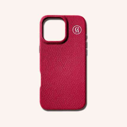 เคสหนังแท้ iPhone 16 (ไอโฟน) สีแดงรูบี้ - Genuine Leather Case iPhone 16 Ruby Color - iPhone 16 Pro Max