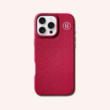 เคสหนังแท้ iPhone 16 (ไอโฟน) สีแดงรูบี้ - Genuine Leather Case iPhone 16 Ruby Color - iPhone 16 Pro Max