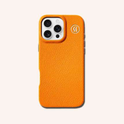 เคสหนังแท้ iPhone 16 (ไอโฟน) สีส้มแทนเจอริน - Genuine Leather Case iPhone 16 Tangerine Color - iPhone 16 Pro Max