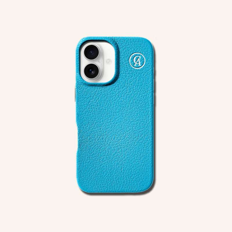 เคสหนังแท้ iPhone 16 (ไอโฟน) สีฟ้าแอททอล - Genuine Leather Case iPhone 16 Atoll Color