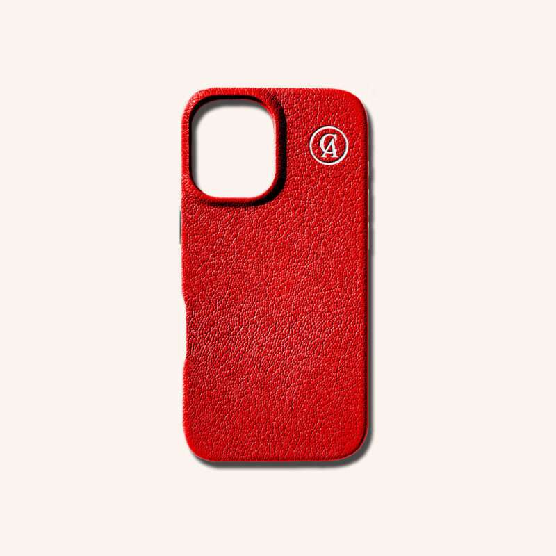 เคสหนังแท้ iPhone 16 (ไอโฟน) สีแดงเชอรี่ - Genuine Leather Case iPhone 16 Cherry Color
